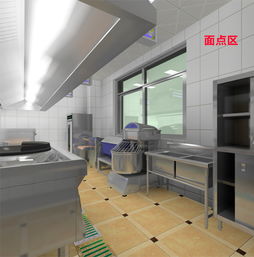 厨具营行晋中宏华大厦新粤精品菜商用厨房工程设计3d效果图